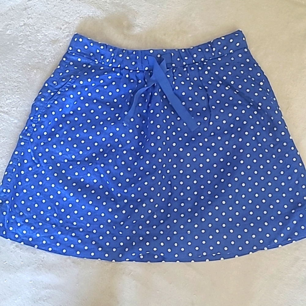 J. Crew Linen Polka Dot Skirt Womens Size 8 Coastal Chic Preppy Resort Style